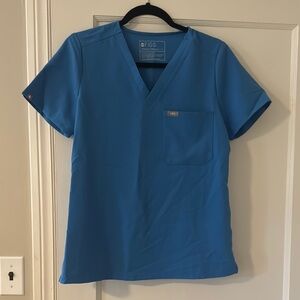 Figs Vibrant Blue V-Neck Scrub Top